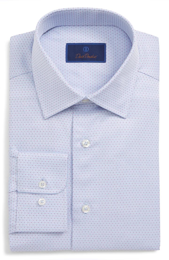 Men's David Donahue Regular Fit Geometric Dress Shirt .5 - 32/33 - Blue