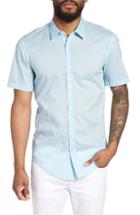 Men's Boss Ronn Slim Fit Flower Print Sport Shirt, Size - Blue
