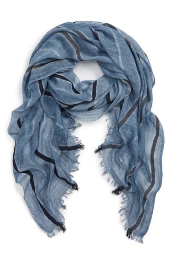 Women's Sole Society Lightweight Stripe Scarf, Size - Blue