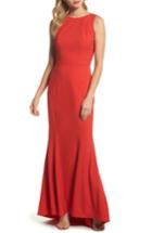 Women's Jarlo Jemima Ruffle Back Mermaid Gown - Red