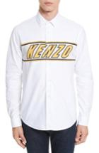 Men's Kenzo Knit Logo Woven Shirt - White