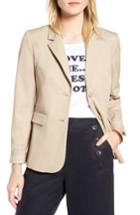 Petite Women's 1901 Stretch Cotton Twill Blazer P - Brown