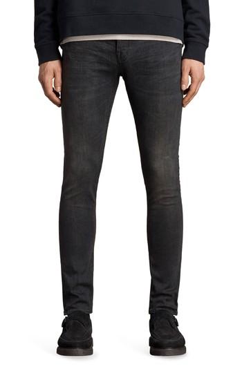 Men's Allsaints Print Skinny Fit Jeans - Black
