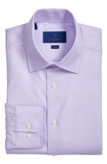 Men's David Donahue Trim Fit Houndstooth Dress Shirt .5 - 34/35 - Purple