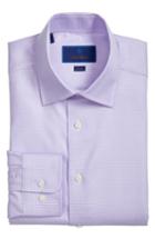 Men's David Donahue Trim Fit Houndstooth Dress Shirt .5 - 34/35 - Purple