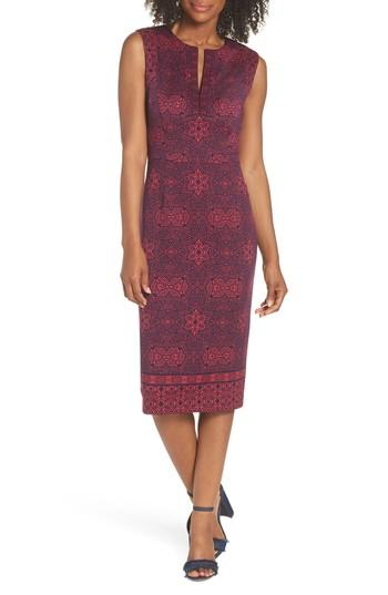 Women's Maggy London Print Scuba Sheath Dress - Red