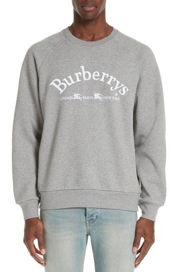 Men's Burberry London Battarni City Logo Sweatshirt - Grey