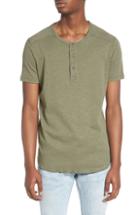 Men's Wings + Horns 'base' Short Sleeve Henley, Size - Green