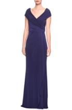 Women's La Femme Ruched Jersey Gown - Blue