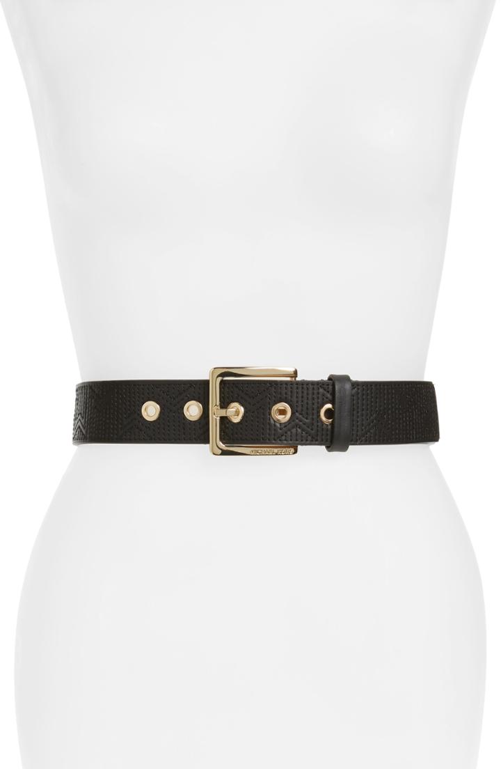 Michael Michael Kors Quilted Lambskin Leather Belt - Black