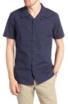 Men's 1901 Trim Fit Sand Dollar Print Camp Shirt, Size - Blue