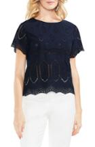 Women's Vince Camuto Scallop Eyelet Blouse, Size - Blue