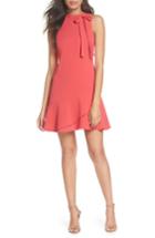 Women's Julia Jordan Tie Neck Flounce Hem Dress - Pink