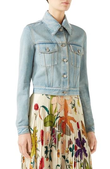 Women's Gucci Cheetah Patch Denim Jacket Us / 38 It - Blue