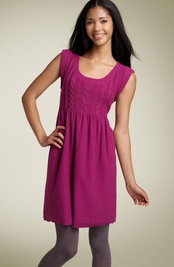 Junior Women's Rubbish Cap Sleeve Cable Knit Minidress