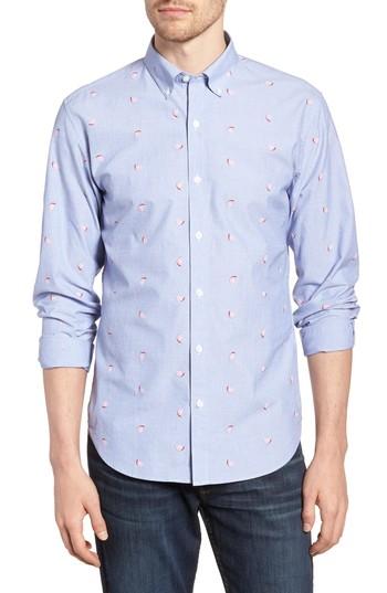 Men's Bonobos Slim Fit Print Sport Shirt S - Blue