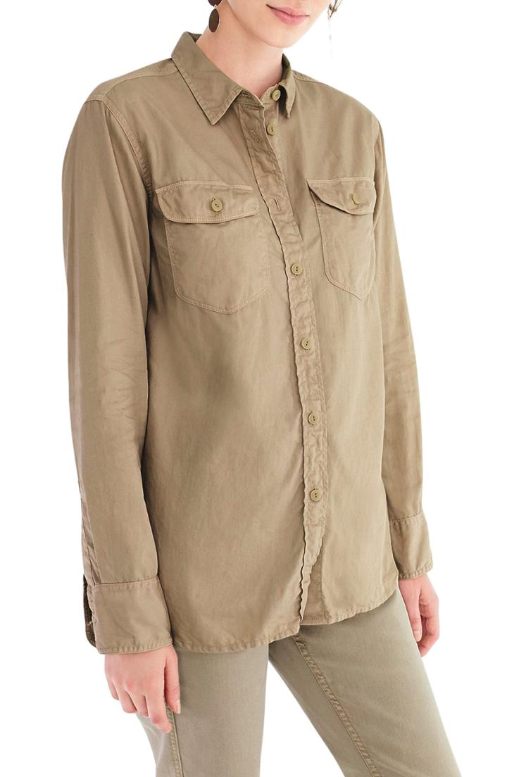 Women's J.crew Boyfriend Utility Shirt, Size - Green