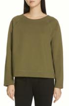 Women's Eileen Fisher Stretch Organic Cotton Top, Size - Green