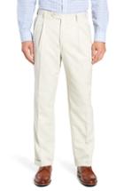 Men's Berle Classic Fit Pleated Microfiber Performance Trousers - Grey