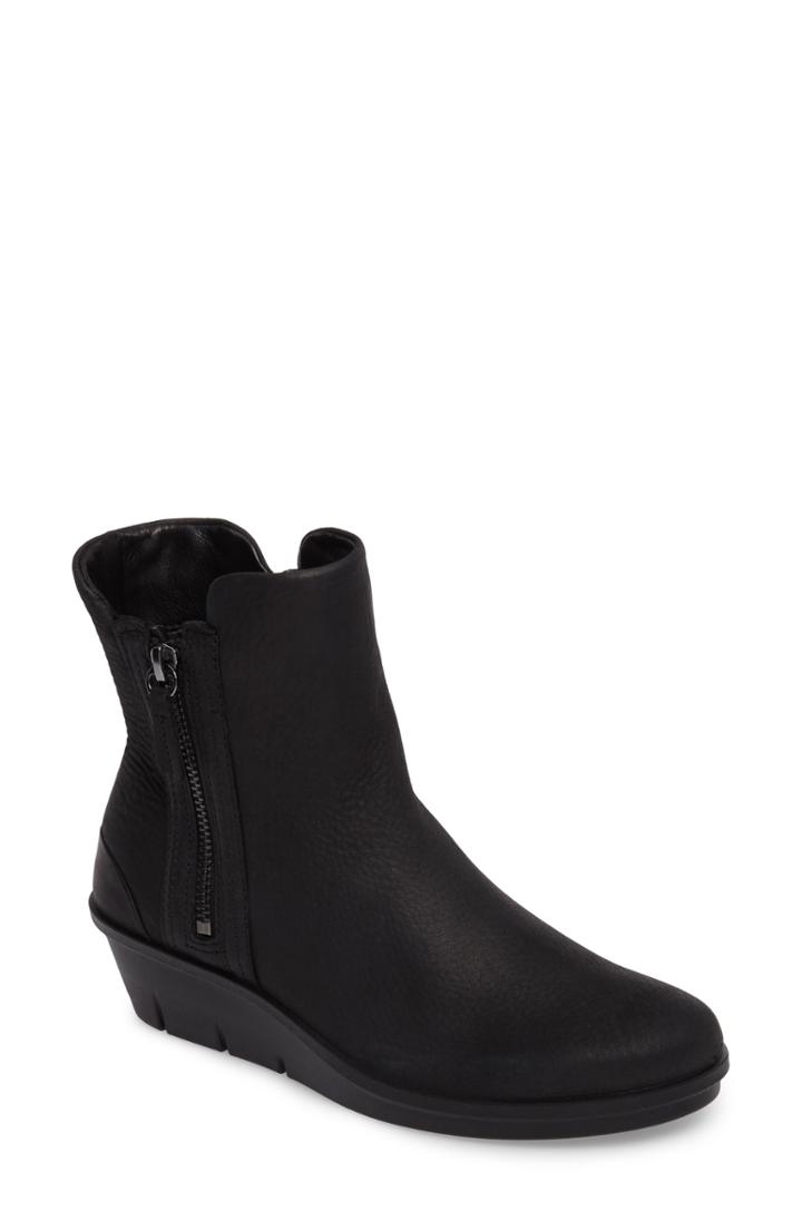 Women's Ecco Skyler Notched Wedge Bootie -8.5us / 39eu - Black