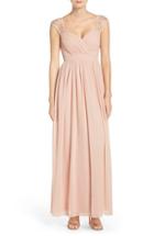 Women's Lulus Lace Shoulder Sleeveless Chiffon Gown