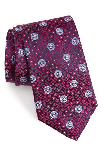 Men's Nordstrom Men's Shop Regency Neat Medallion Silk Tie, Size X-long - Blue