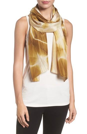Women's Eileen Fisher Tie Dye Silk Scarf, Size - Brown