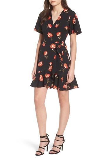 Women's Lucy Floral Wrap Dress - Black
