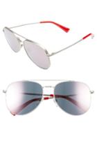 Women's Valentino 56mm Aviator Sunglasses - Matte Silver/ Grey Crystal