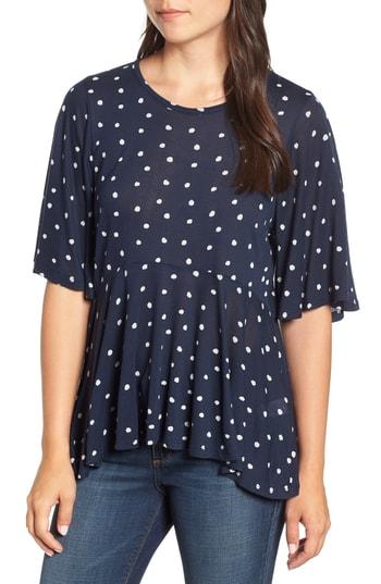 Women's Lucky Brand Flutter Sleeve Cotton Blend Top - Ivory