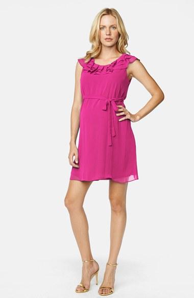 Women's Maternal America Ruffled Maternity Dress - Pink