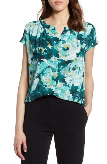 Women's Halogen Hidden Button Blouse - Green
