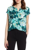 Women's Halogen Hidden Button Blouse - Green