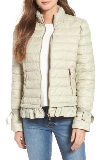 Women's Bernardo Ruffle Hem Primaloft Puffer Jacket - Grey