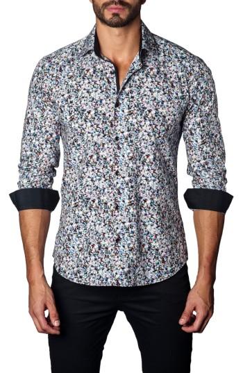 Men's Jared Lang Trim Fit Tie Dye Sport Shirt - White