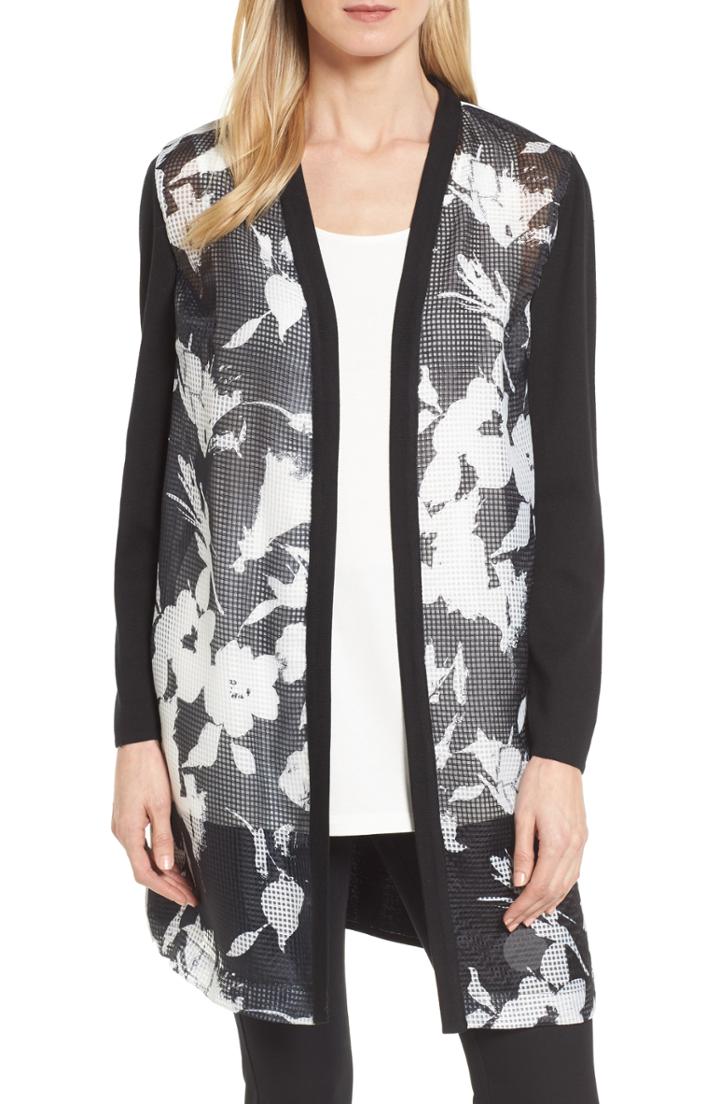 Women's Ming Wang Open Front Floral Jacket