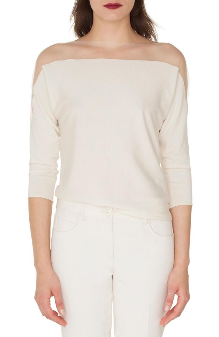 Women's Akris Illusion Yoke Knit Top - White