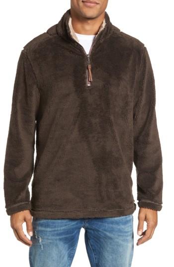Men's True Grit Pebble Pile Faux Fur Half Zip Pullover, Size - Brown
