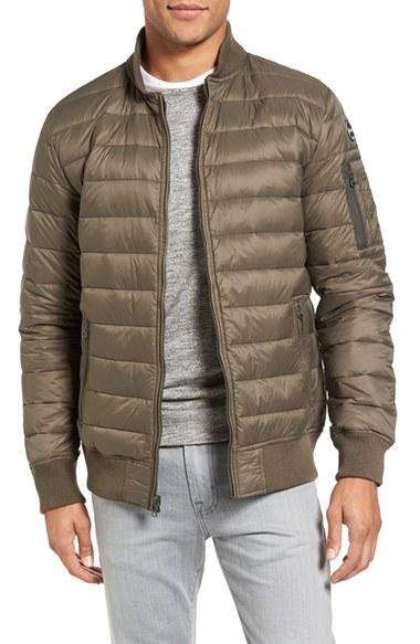 Men's Schott Nyc Reversible Down Bomber Jacket - Green