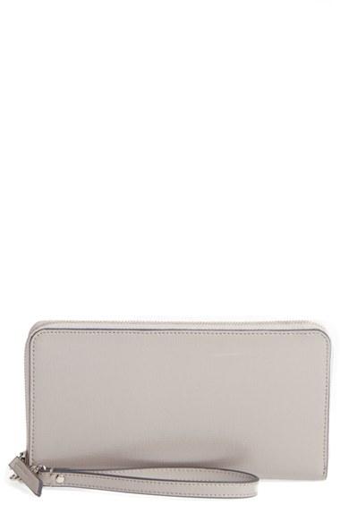 Women's Halogen Leather Zip Around Wallet - Grey