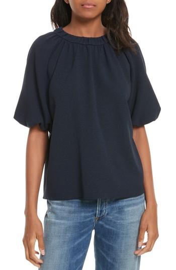 Women's Tibi Shirred Neck Mica Crepe Top