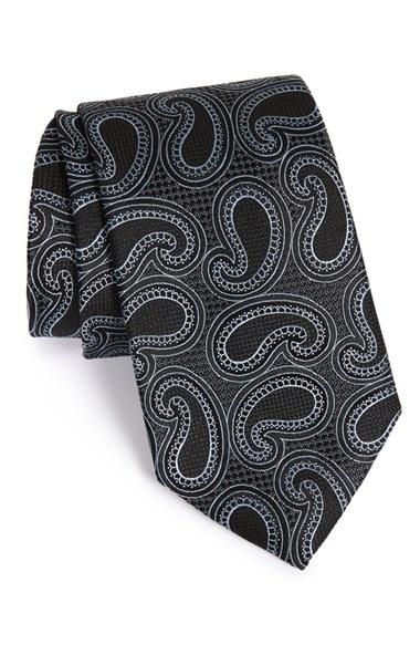 Men's Nordstrom Men's Shop Paisley Silk Tie, Size - Black