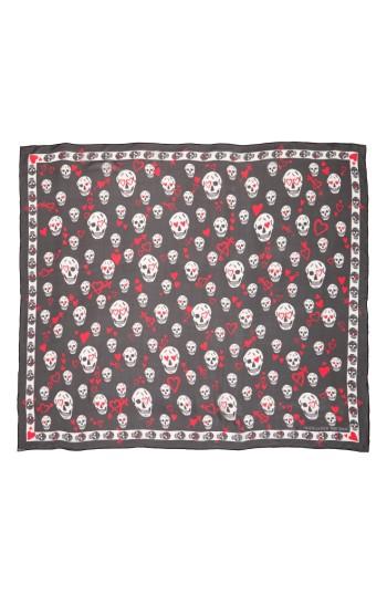 Women's Alexander Mcqueen Sweethearts Skull Silk Scarf, Size - Black