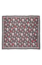 Women's Alexander Mcqueen Sweethearts Skull Silk Scarf, Size - Black