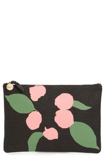 Clare V. Bougainvillea Linen Clutch -