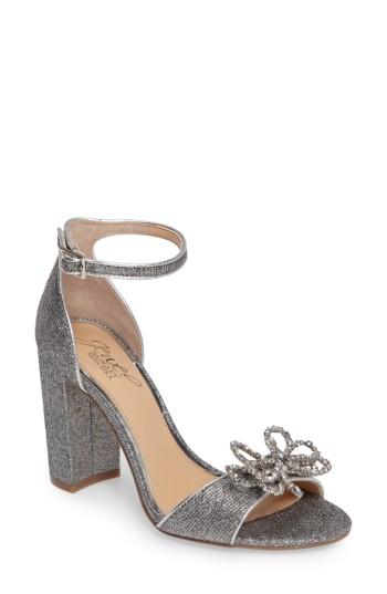 Women's Jewel Badgley Mischka Lex Embellished Block Heel Sandal .5 M - Metallic