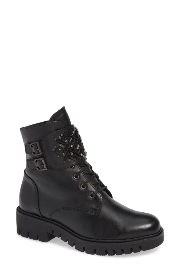 Women's Gabor Fashion Combat Boot M - Black