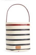 Frances Valentine Small Stripe Canvas Bucket Bag - White