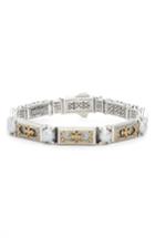 Women's Konstantino Etched Silver & Gold Link Bracelet With Genuine Pearl