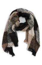 Women's Sole Society Check Blanket Scarf, Size - Black